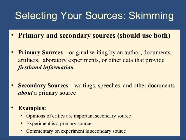 Research paper primary secondary source