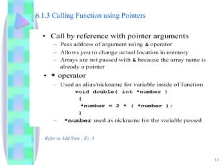 6.1.3 Calling Function using Pointers Refer to Add Note : Ex. 3 