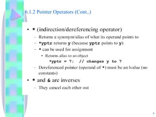 6.1.2 Pointer Operators (Cont..) 