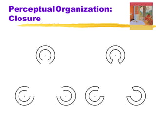 PerceptualOrganization:
Closure


                      Gestalt
                       grouping
                       principles
                       are at
                       work here.
 