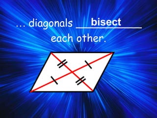 … diagonals __________
each other.
bisect
 