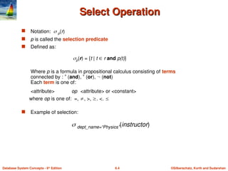 RELATIONAL ALGEBRA IN DATABASE MANAGEMENT SYSTEM | PPT