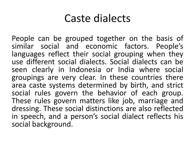 social variation ( dialects and accents) | PPT