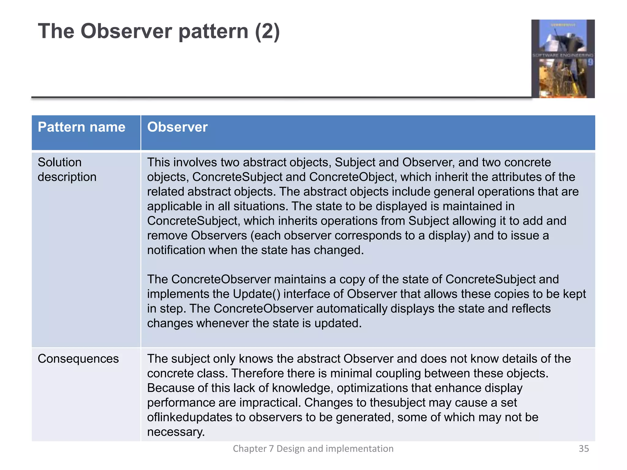 The Observer pattern (2)35Chapter 7 Design and implementation