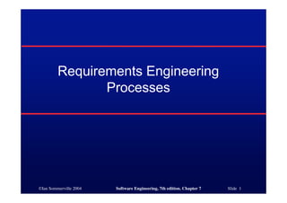 ©Ian Sommerville 2004 Software Engineering, 7th edition. Chapter 7 Slide 1
Requirements Engineering
Processes
 