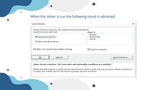 When the solver is run the following result is obtained:
 