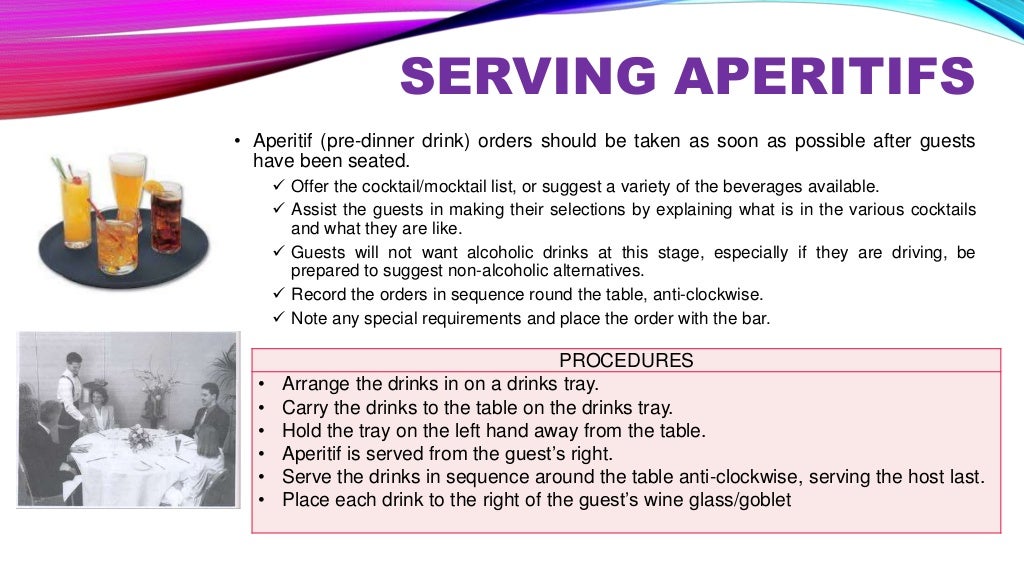 FOOD AND BEVERAGE SERVICE PROCEDURES