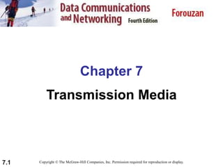 7.1
Chapter 7
Transmission Media
Copyright © The McGraw-Hill Companies, Inc. Permission required for reproduction or display.
 