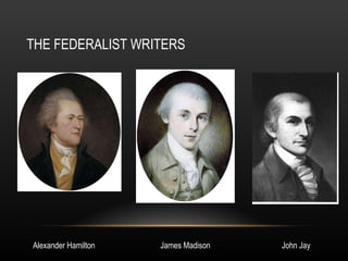 THE FEDERALIST WRITERS Alexander Hamilton James Madison John Jay 
