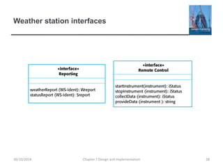 Weather station interfaces
Chapter 7 Design and Implementation 2830/10/2014
 