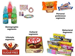 Personal
                          preference
                          segments



Demographic
 segments
                                Behavioral
               Cultural         Segments
              segments
Lifestyle
segments
 
