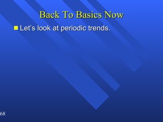 Back To Basics Now Let’s look at periodic trends. 