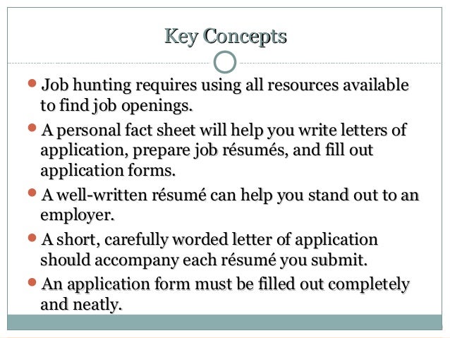 chapter 8 applying for a job resume fill out sheet