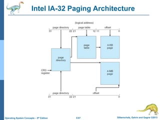 8.67 Silberschatz, Galvin and Gagne ©2013
Operating System Concepts – 9th Edition
Intel IA-32 Paging Architecture
 