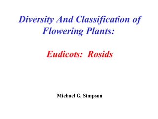 Diversity And Classification of
Flowering Plants:
Eudicots: Rosids
Michael G. Simpson
 