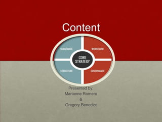 Content
Presented by:
Marianne Romero
&
Gregory Benedict
 