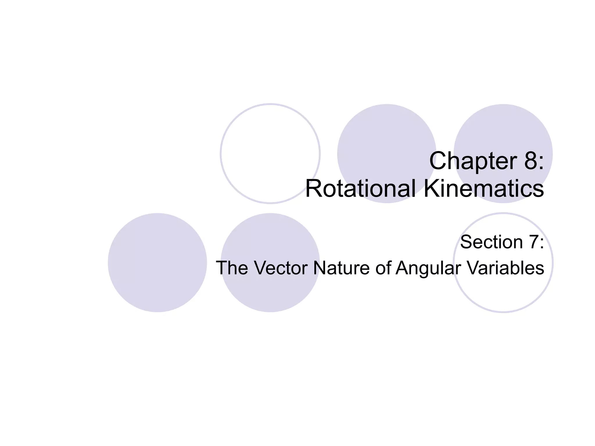 Chapter 8: Rotational Kinematics Section 7: The Vector Nature of Angular Variables 