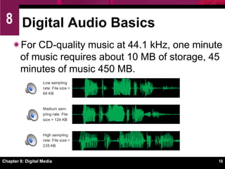 An audio CD has a sample rate of 44,100 HZ (44.1 Khz), which means that a sample of the sound is taken 44,100 times per second.