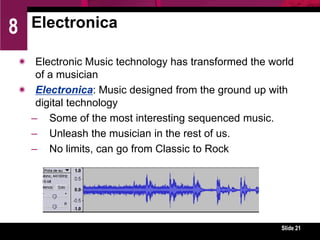 Chapter 8: Digital Media17MIDI MusicWav fileMidi fileMIDI music tends not to have the full resonance of digital audio. 