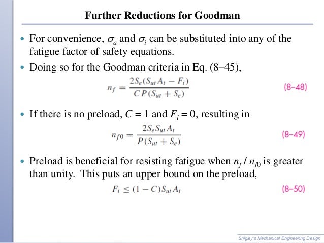 Factor Of Safety For Fatigue Loading Is The Ratio Of Ch 8 slides_m