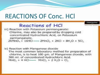 REACTIONS OF Conc. HCl
 