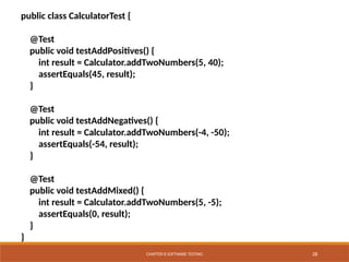 Testing 28 Chapter 8 Software Testing Different types of Testing .pptx