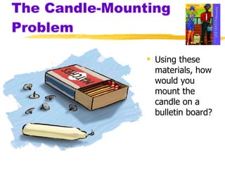 The Candle-Mounting Problem Using these materials, how would you mount the candle on a bulletin board?  