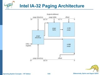 9.63 Silberschatz, Galvin and Gagne ©2018
Operating System Concepts – 10th Edition
Intel IA-32 Paging Architecture
 