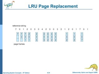 9.34 Silberschatz, Galvin and Gagne ©2009
Operating System Concepts – 8th Edition
LRU Page Replacement
 