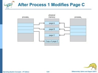 9.24 Silberschatz, Galvin and Gagne ©2013
Operating System Concepts – 9th Edition
After Process 1 Modifies Page C
 