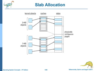 9.66 Silberschatz, Galvin and Gagne ©2013
Operating System Concepts – 9th Edition
Slab Allocation
 