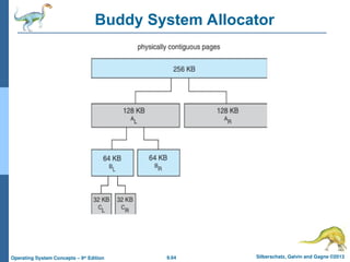 9.64 Silberschatz, Galvin and Gagne ©2013
Operating System Concepts – 9th
Edition
Buddy System Allocator
 