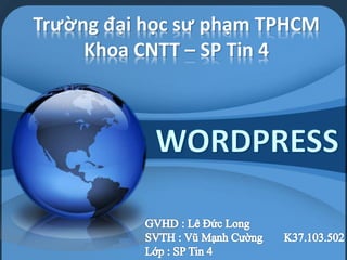 Trường đại học sư phạm TPHCM
Khoa CNTT – SP Tin 4
 