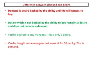 supply demand demand is the combination of desire... Ch 9 demand | PPTX