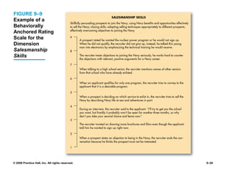 © 2008 Prentice Hall, Inc. All rights reserved. 9–28
FIGURE 9–9
Example of a
Behaviorally
Anchored Rating
Scale for the
Dimension
Salesmanship
Skills
 