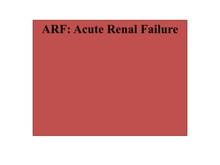 ARF: Acute Renal Failure 