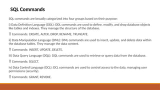 structured query language in relational database management system | PPTX