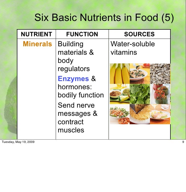 9 Six Basic Nutrients 9 Six Basic Nutrients