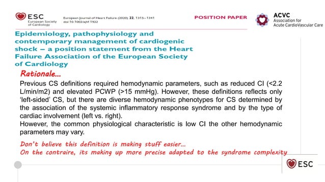 2020 Cardiogenic shock definition and epidemiology | PDF