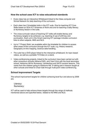 Chad Vale Ict Development Plan 2005 8 Reviewed Feb 09