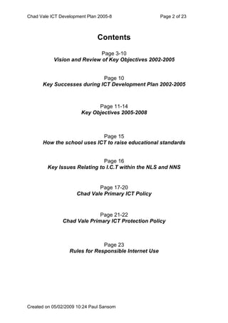 Chad Vale Ict Development Plan 2005 8 Reviewed Feb 09