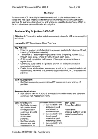 Chad Vale Ict Development Plan 2005 8 Reviewed Feb 09