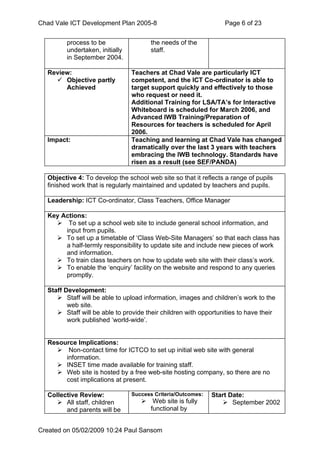 Chad Vale Ict Development Plan 2005 8 Reviewed Feb 09