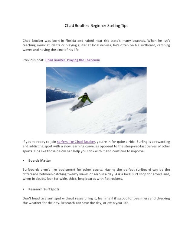 Beginner Surfing Tips By Chad Boulter Beginner Surfing Tips By Chad Boulter