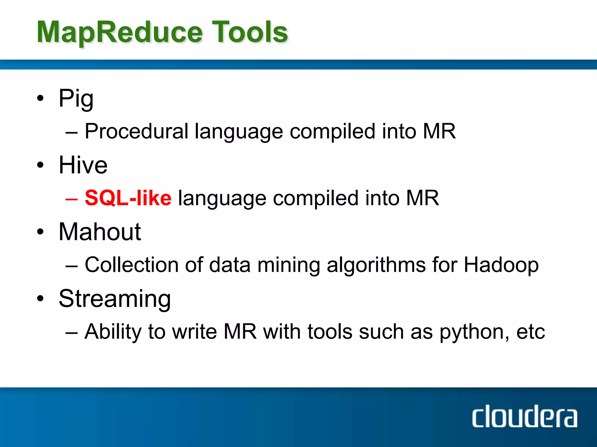 Major Themes From openPDCVelocity of incoming dataWhere to put the data?Wanted to scale out, not upWanted linear scalability in cost vs sizeWanted system robust in the face of HW failureNot fans of vendor lock-inWhat can we realistically expect from analysis and extraction at this scale?How long does it take to scan a Petabyte @ 40MB/s?