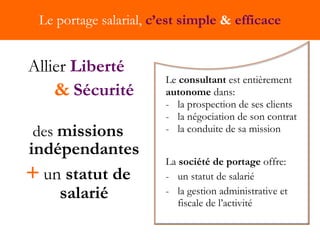 Le portage salarial,  c’est simple  &  efficace <ul><li>Allier   Liberté   </li></ul><ul><li>&   Sécurité </li></ul><ul><l...