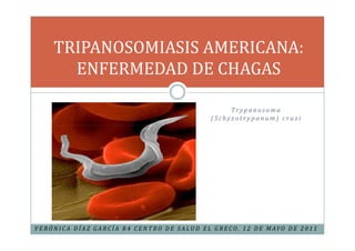 TRIPANOSOMIASIS AMERICANA:
         ENFERMEDAD DE CHAGAS

                                                                        Tr ypanosoma
                                                                   (Schyzotrypanum) cruzi




V E R Ó N I C A D Í A Z G A R C Í A R 4 C E N T R O D E S A L U D E L G R E C O . 1 2 D E M AY O D E 2 0 1 1
 