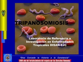 TRIPANOSOMIOSIS

           Laboratorio de Referencia e
         Investigación en Enfermedades
             Tropicales DISAN-EJC



 “Dios   Concede   la   Victoria   a   la   Constancia”
 